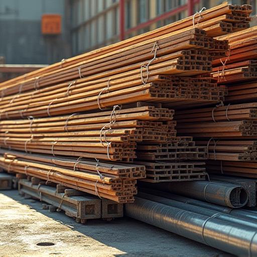 Stacks of lumber and building materials ready for transport